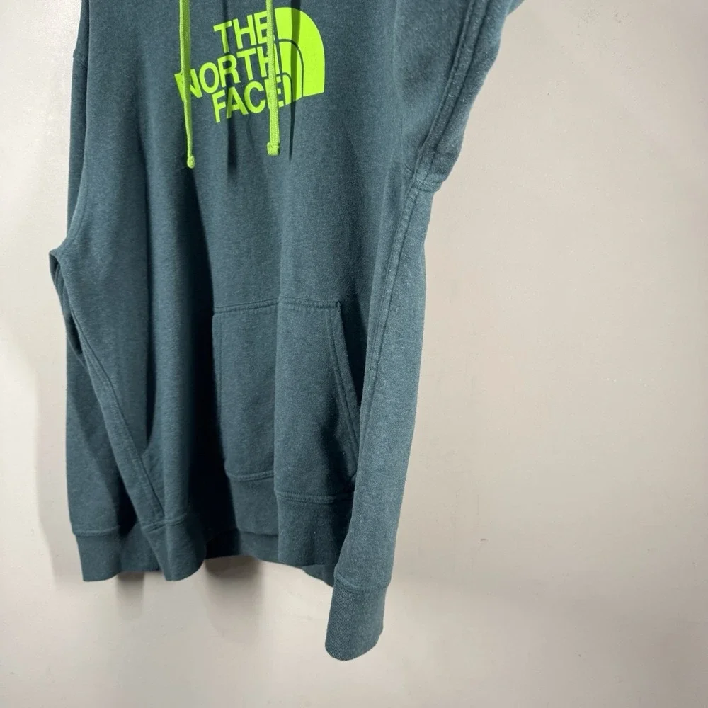 The North Face Half Dome Teal Green & Neon Hoodie Pullover Mens Sz XXL